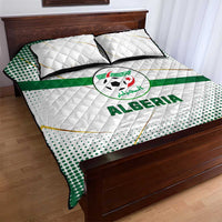 Algeria Soccer Quilt Bed Set with Desert Warriors Text and National Flag Design