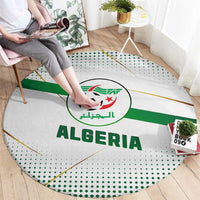 Algeria Soccer Round Carpet with Desert Warriors Text and National Flag Design