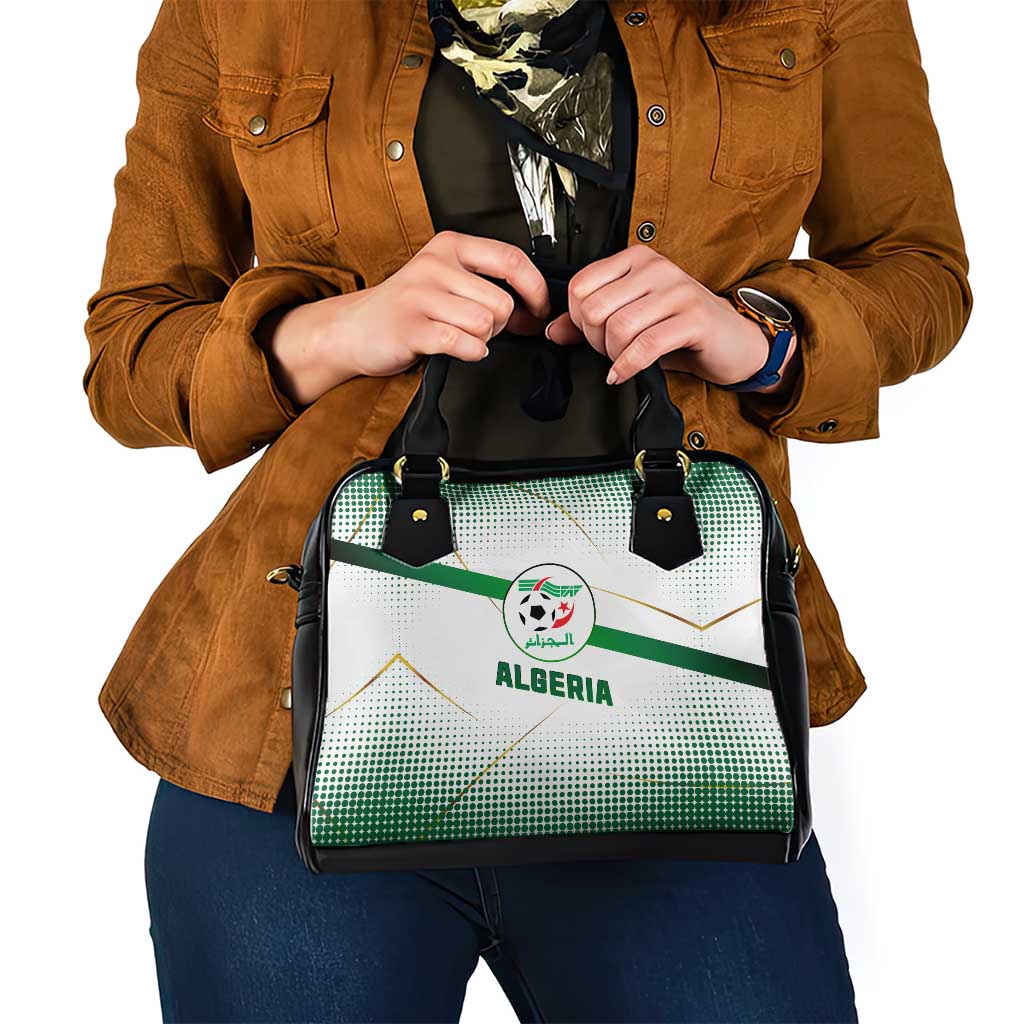 Algeria Soccer Shoulder Handbag with Desert Warriors Text and National Flag Design