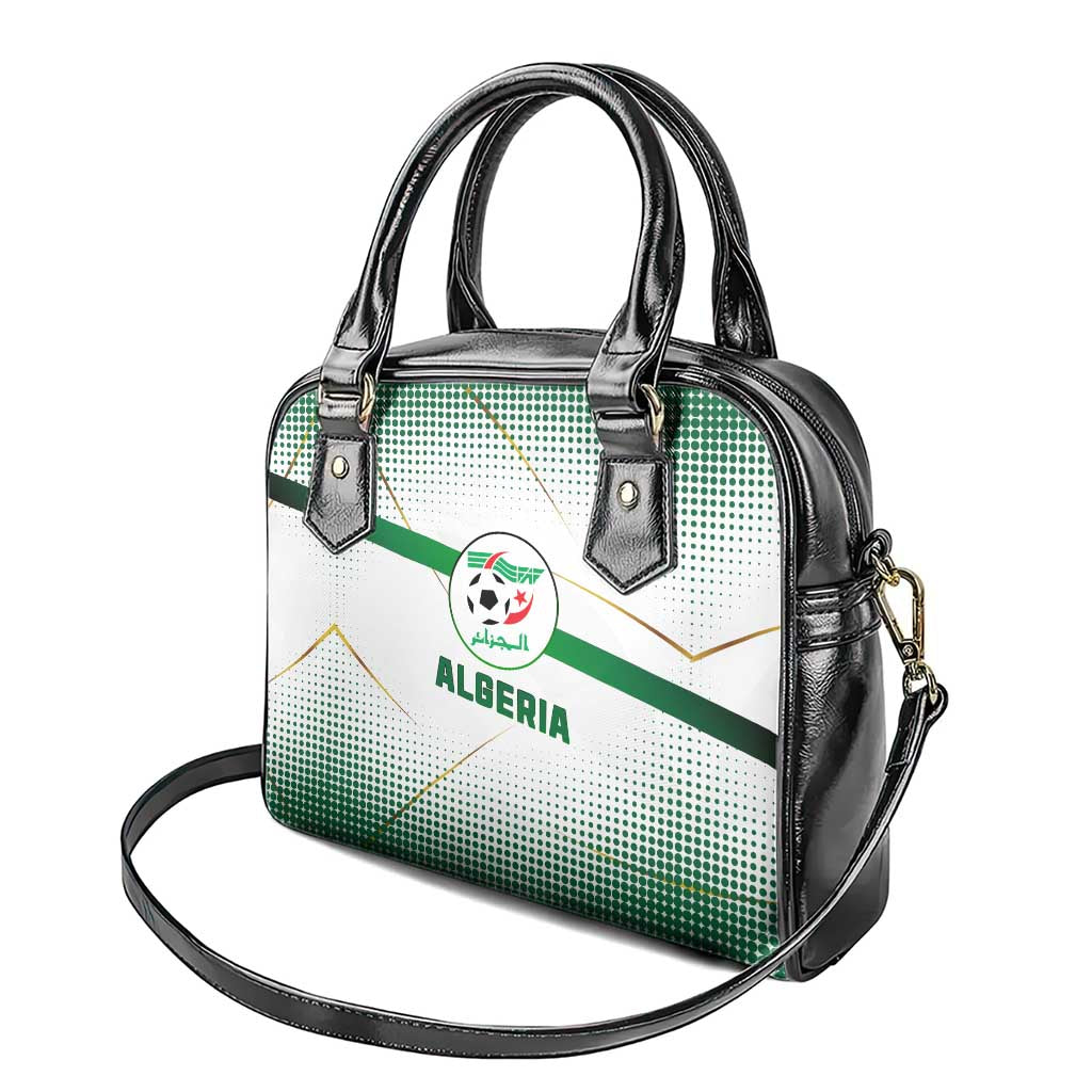 Algeria Soccer Shoulder Handbag with Desert Warriors Text and National Flag Design
