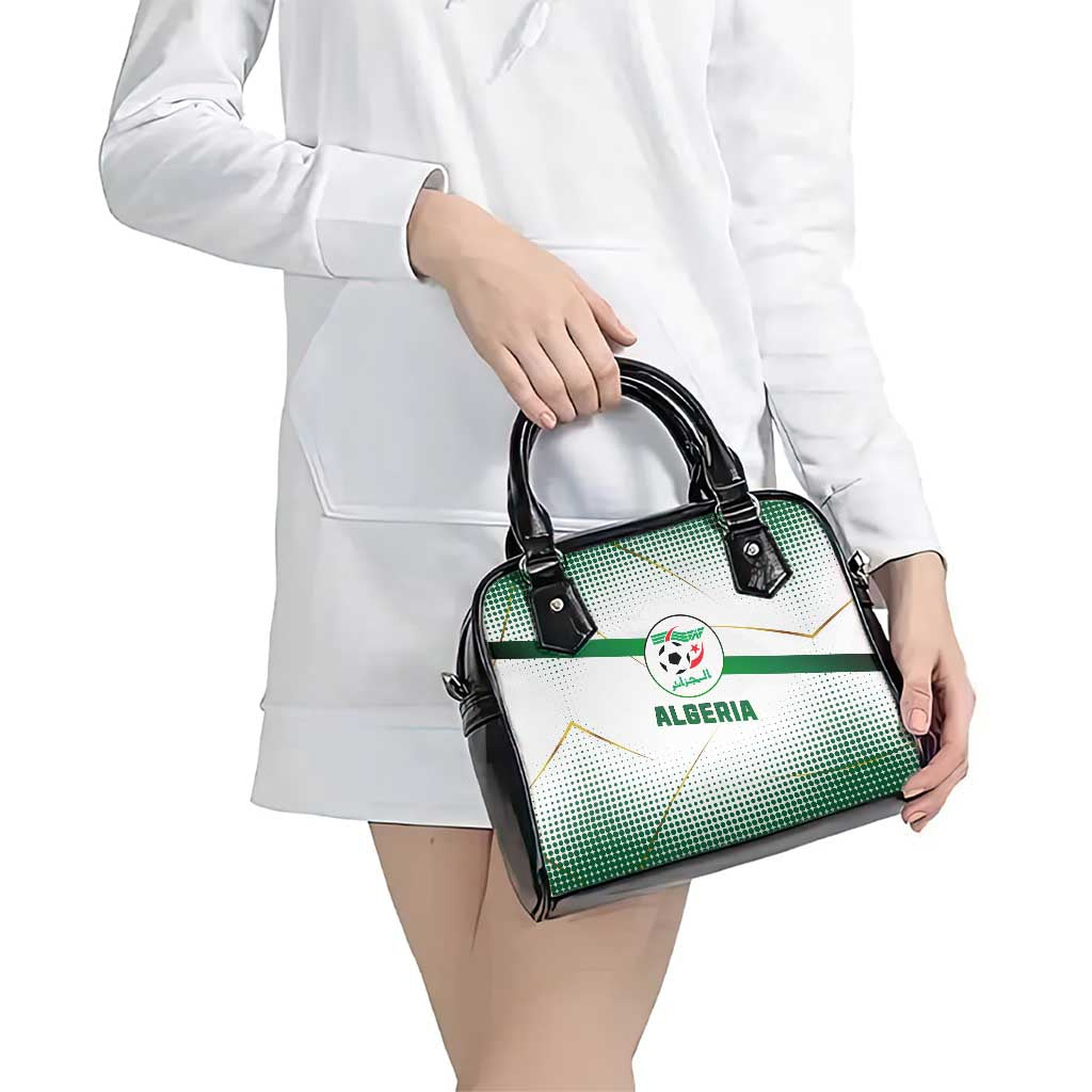 Algeria Soccer Shoulder Handbag with Desert Warriors Text and National Flag Design