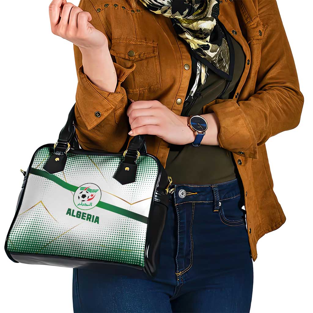 Algeria Soccer Shoulder Handbag with Desert Warriors Text and National Flag Design