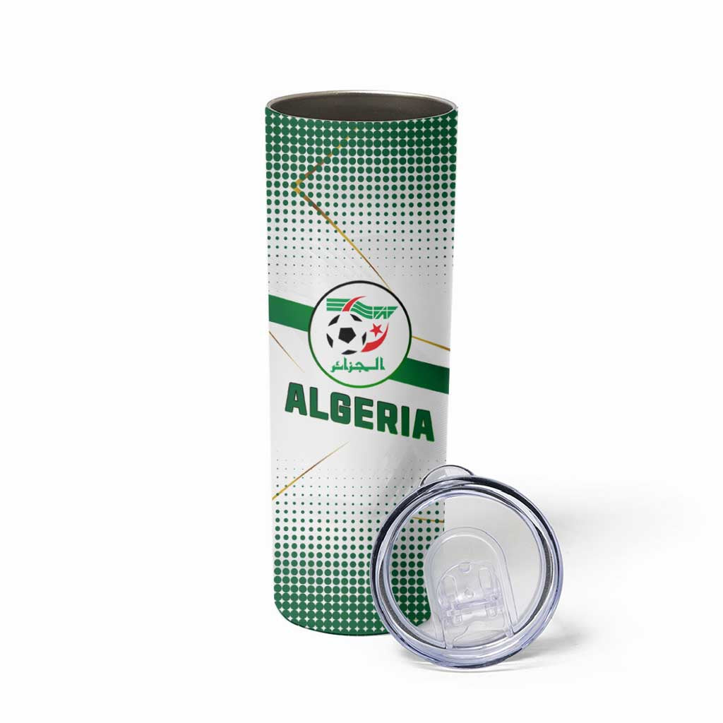 Algeria Soccer Skinny Tumbler with Desert Warriors Text and National Flag Design