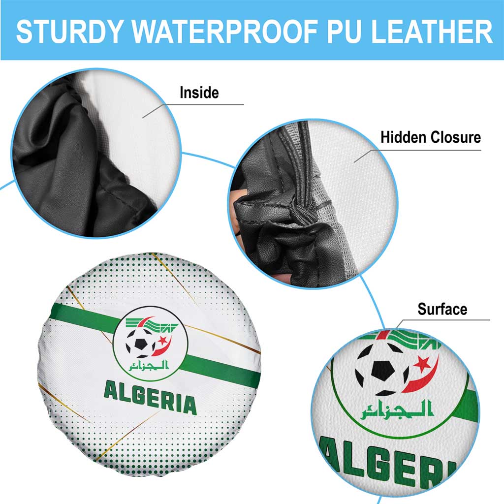 Algeria Soccer Spare Tire Cover with Desert Warriors Text and National Flag Design