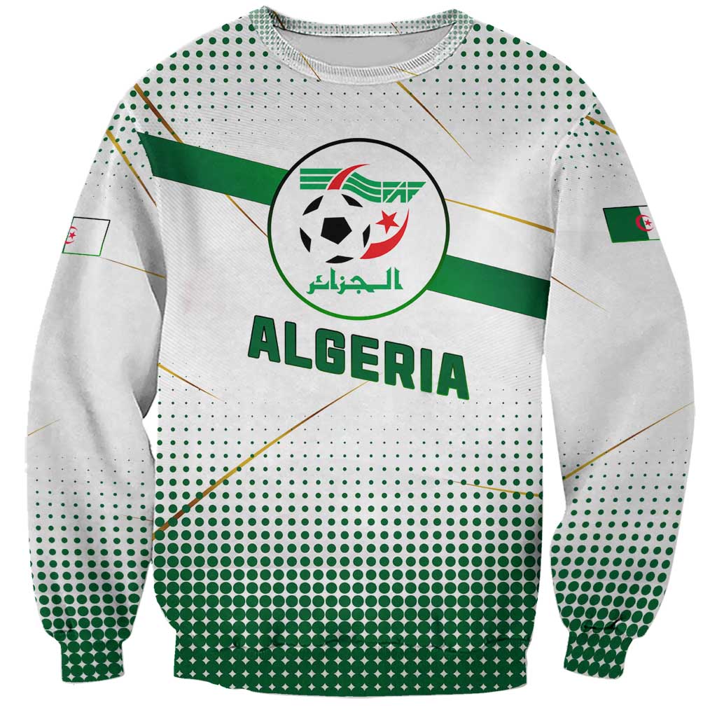 Algeria Soccer Sweatshirt with Desert Warriors Text and National Flag Design