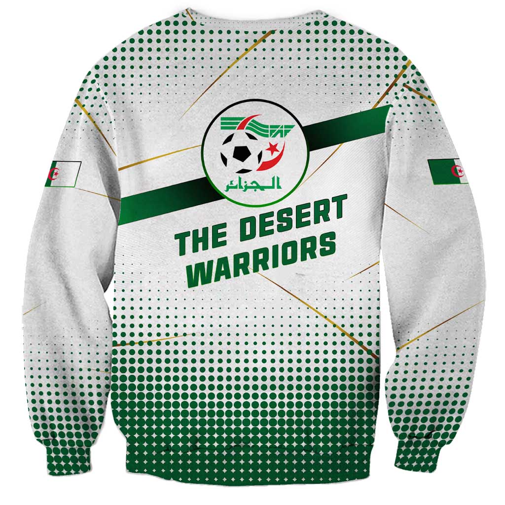 Algeria Soccer Sweatshirt with Desert Warriors Text and National Flag Design