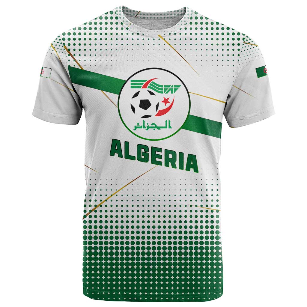 Algeria Soccer T Shirt with Desert Warriors Text and National Flag Design