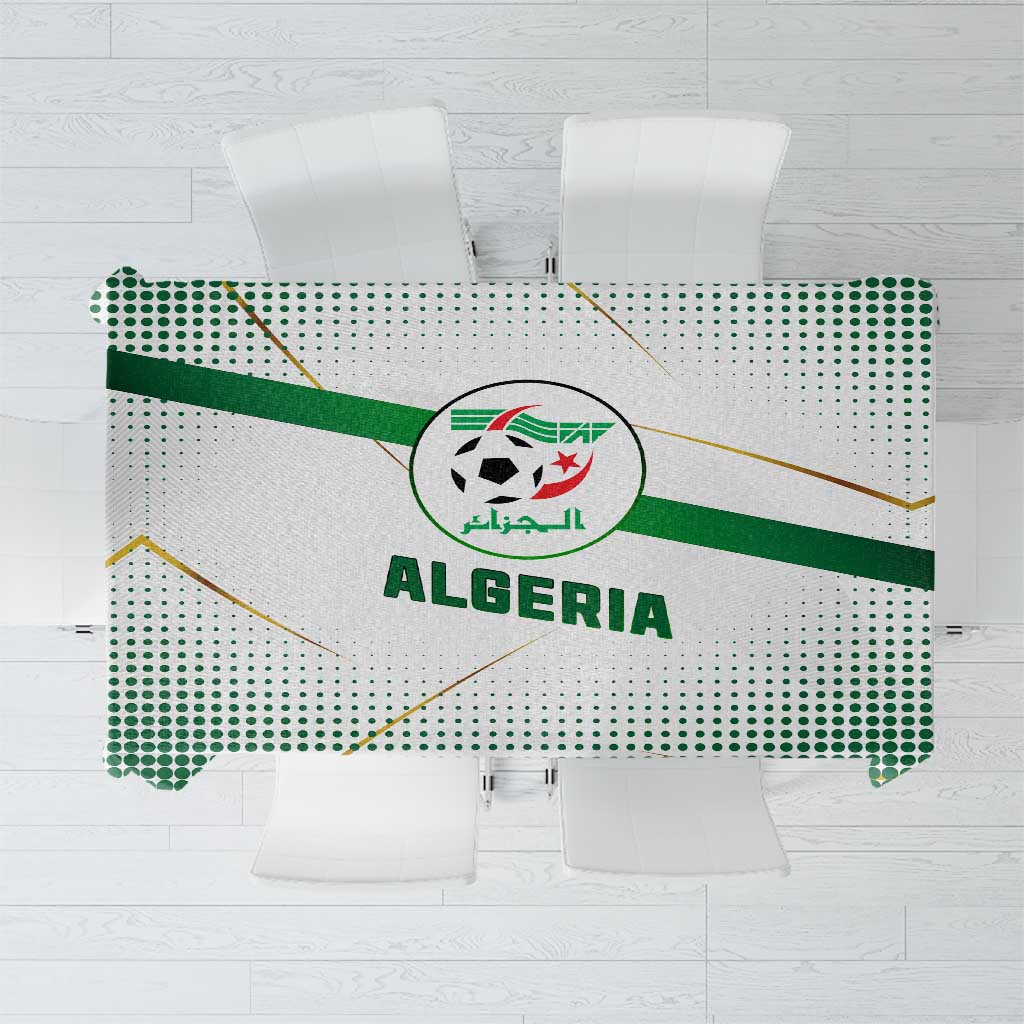 Algeria Soccer Tablecloth with Desert Warriors Text and National Flag Design