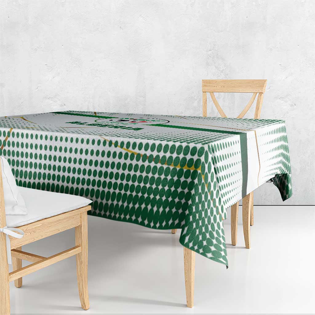 Algeria Soccer Tablecloth with Desert Warriors Text and National Flag Design