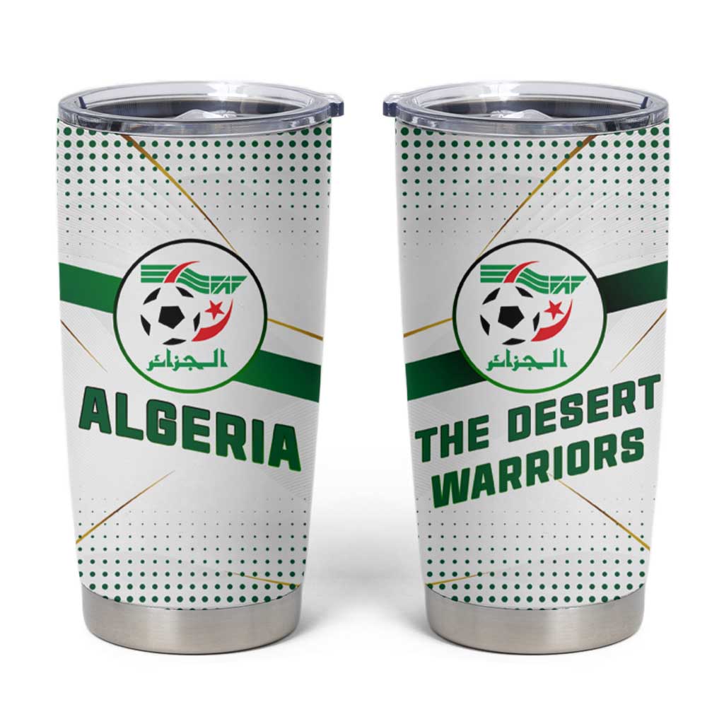Algeria Soccer Tumbler Cup with Desert Warriors Text and National Flag Design