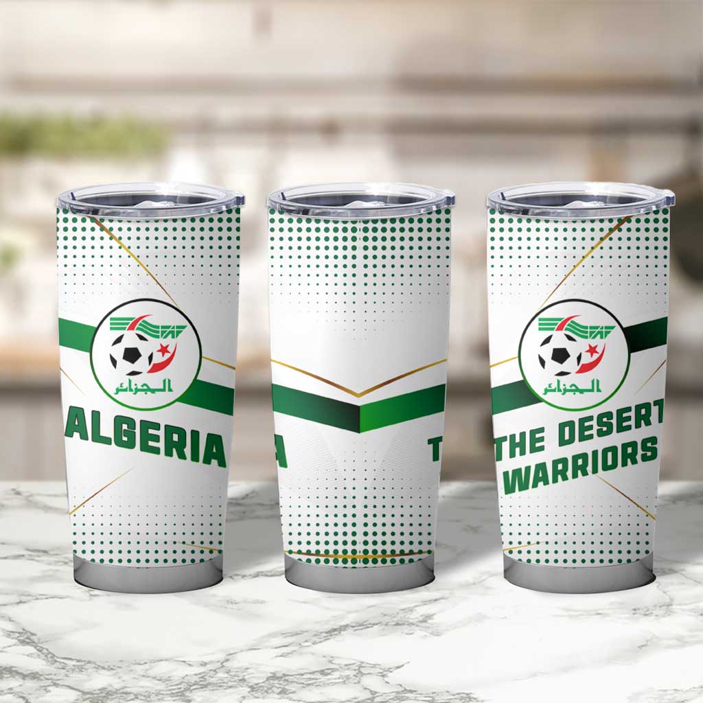 Algeria Soccer Tumbler Cup with Desert Warriors Text and National Flag Design