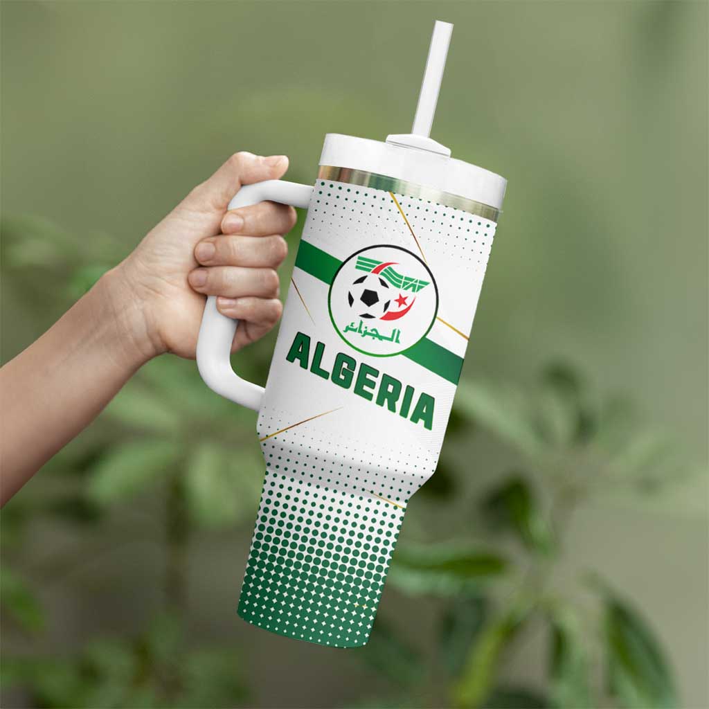 Algeria Soccer Tumbler With Handle with Desert Warriors Text and National Flag Design