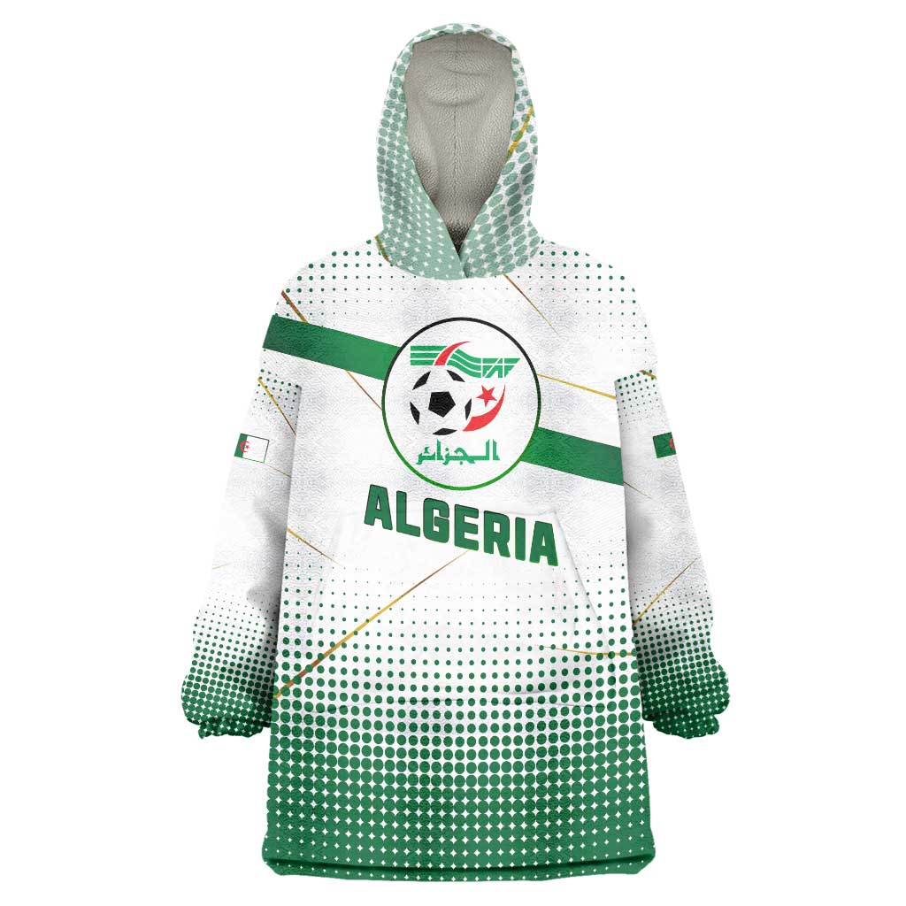 Algeria Soccer Wearable Blanket Hoodie with Desert Warriors Text and National Flag Design