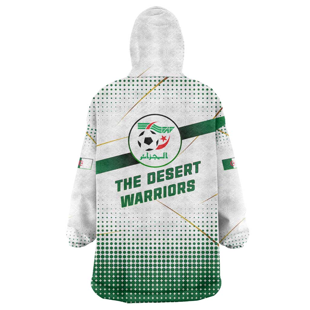 Algeria Soccer Wearable Blanket Hoodie with Desert Warriors Text and National Flag Design