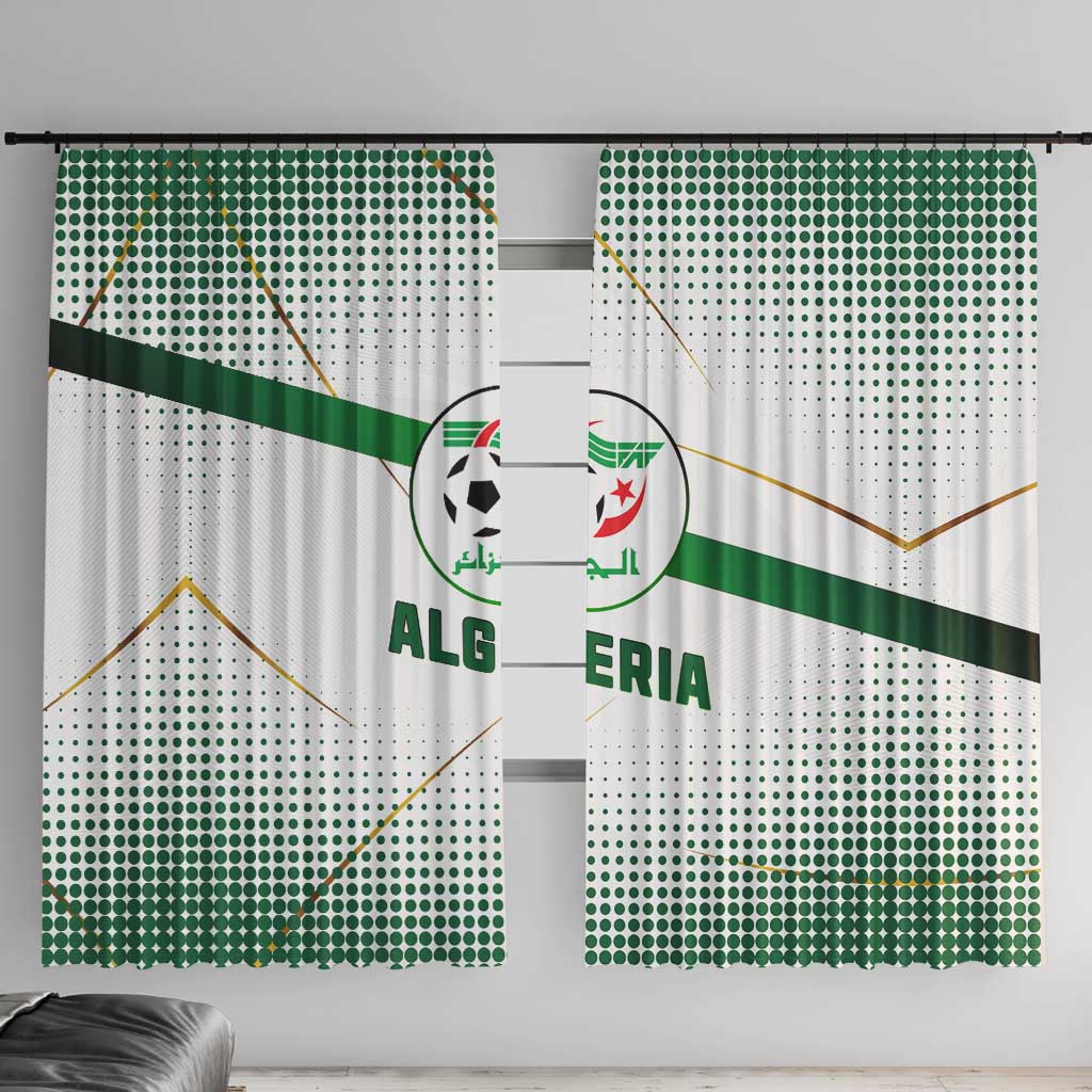 Algeria Soccer Window Curtain with Desert Warriors Text and National Flag Design