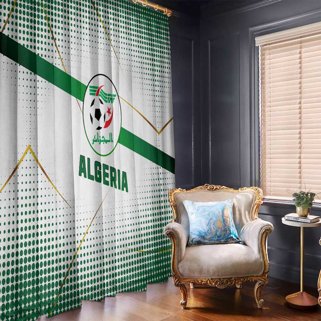 Algeria Soccer Window Curtain with Desert Warriors Text and National Flag Design