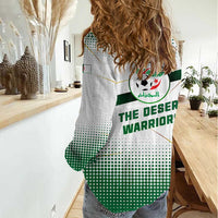 Algeria Soccer Women Casual Shirt with Desert Warriors Text and National Flag Design