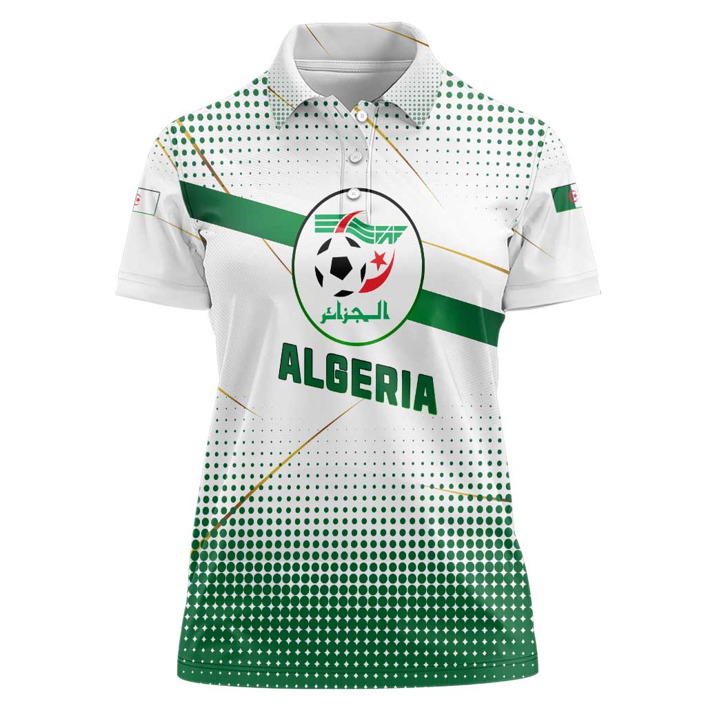 Algeria Soccer Women Polo Shirt with Desert Warriors Text and National Flag Design