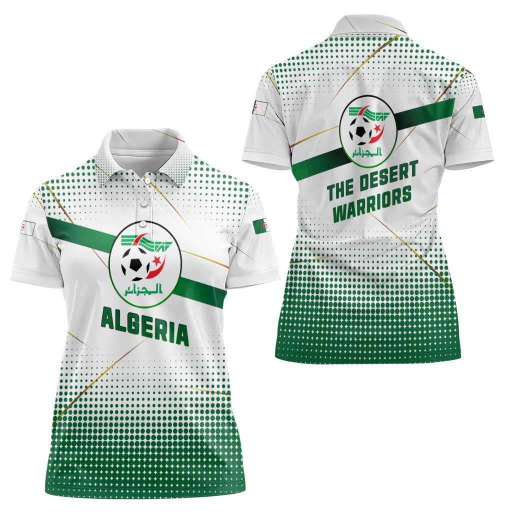 Algeria Soccer Women Polo Shirt with Desert Warriors Text and National Flag Design