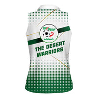 Algeria Soccer Women Sleeveless Polo Shirt with Desert Warriors Text and National Flag Design