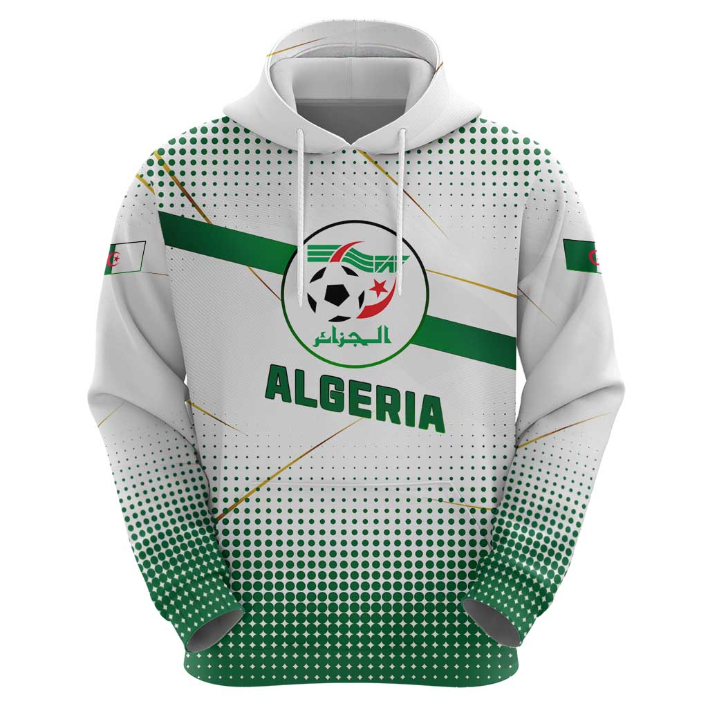 Algeria Soccer Zip Hoodie with Desert Warriors Text and National Flag Design