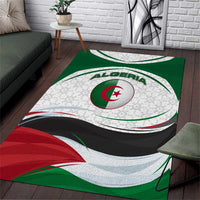 Algeria Area Rug with National Flag and Coat of Arms Crest Design