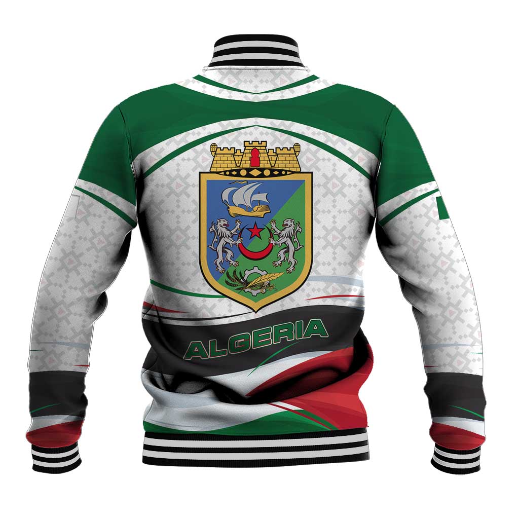 Algeria Baseball Jacket with National Flag and Coat of Arms Crest Design