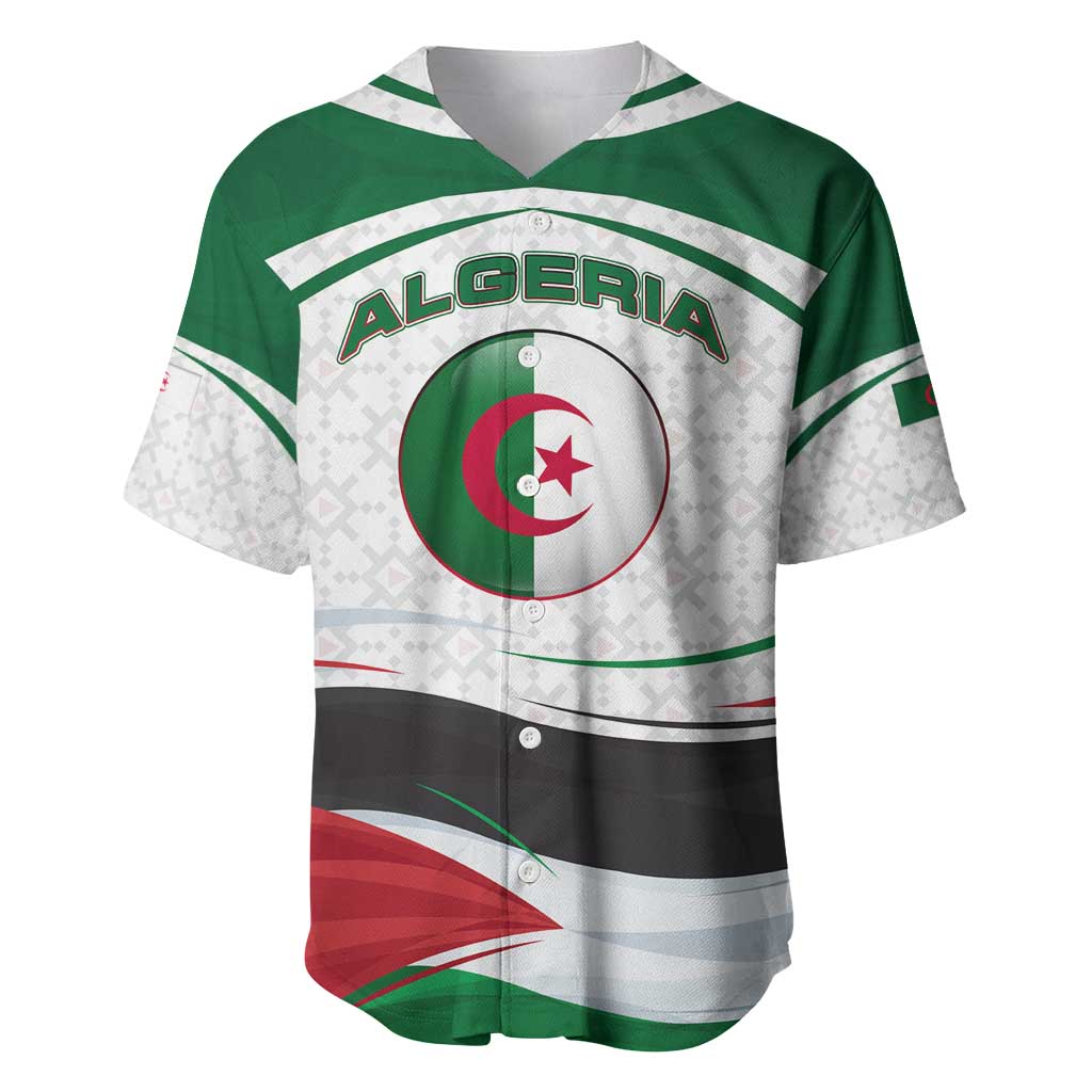 Algeria Baseball Jersey with National Flag and Coat of Arms Crest Design