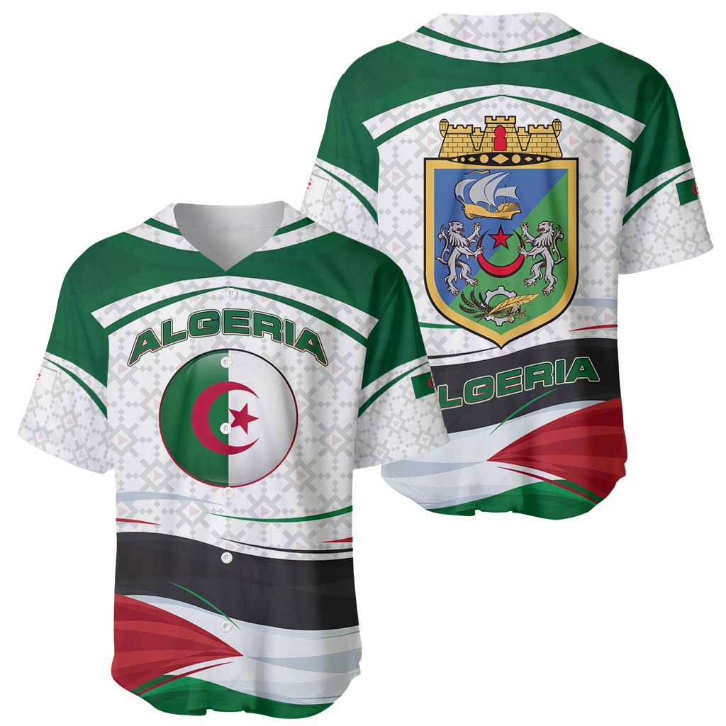 Algeria Baseball Jersey with National Flag and Coat of Arms Crest Design