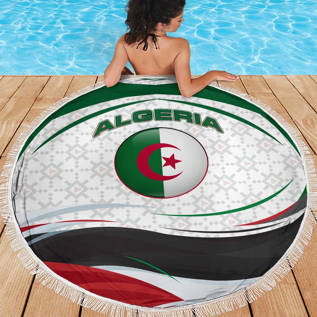 Algeria Beach Blanket with National Flag and Coat of Arms Crest Design