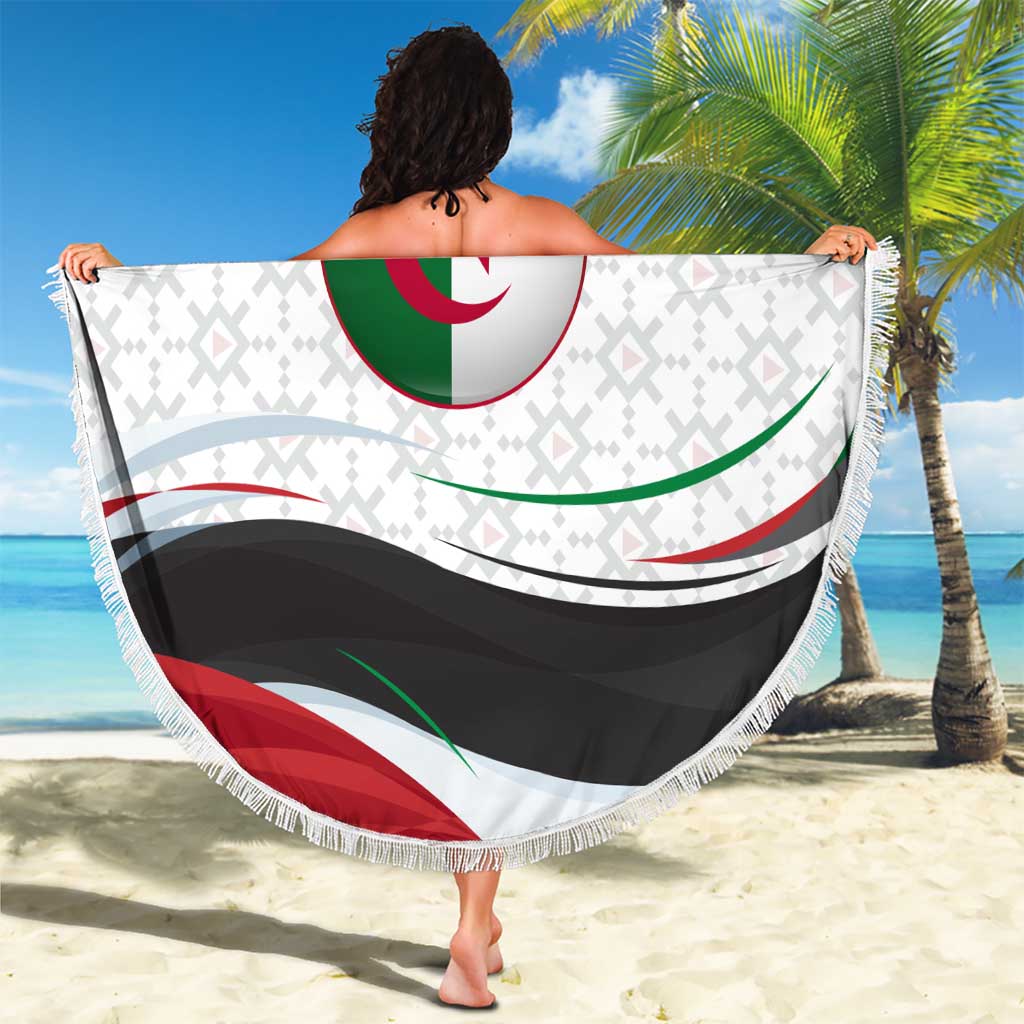 Algeria Beach Blanket with National Flag and Coat of Arms Crest Design