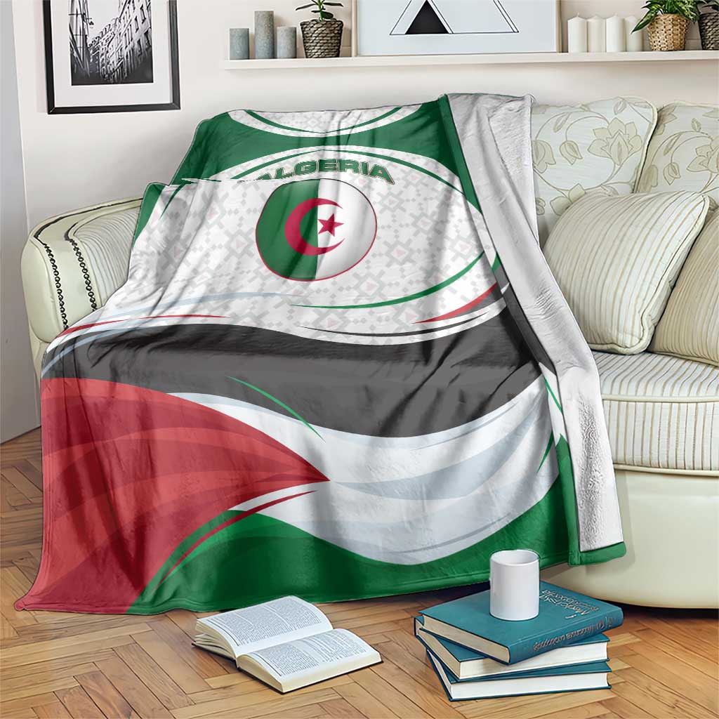 Algeria Blanket with National Flag and Coat of Arms Crest Design