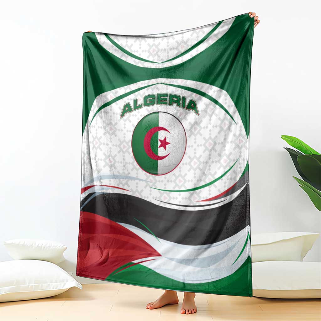 Algeria Blanket with National Flag and Coat of Arms Crest Design