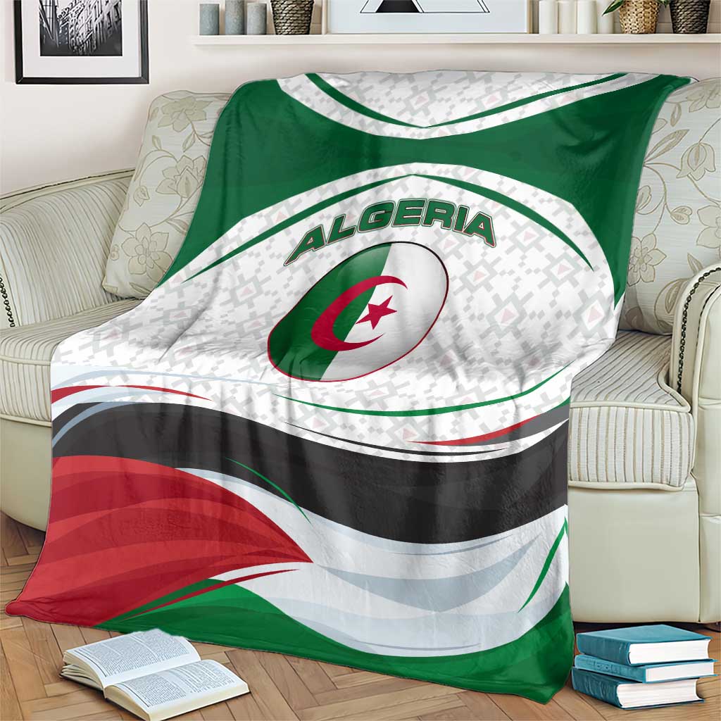 Algeria Blanket with National Flag and Coat of Arms Crest Design