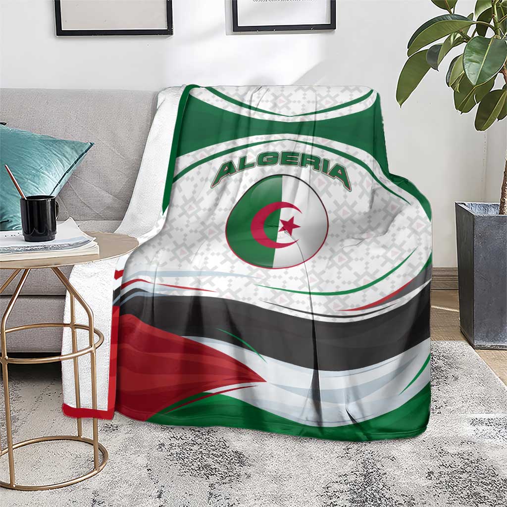 Algeria Blanket with National Flag and Coat of Arms Crest Design