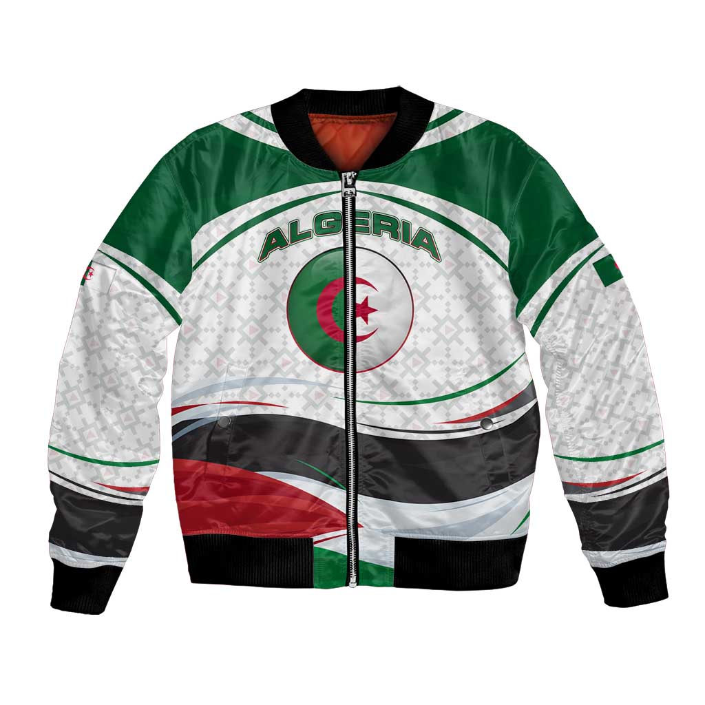 Algeria Bomber Jacket with National Flag and Coat of Arms Crest Design