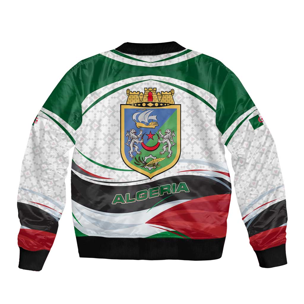 Algeria Bomber Jacket with National Flag and Coat of Arms Crest Design