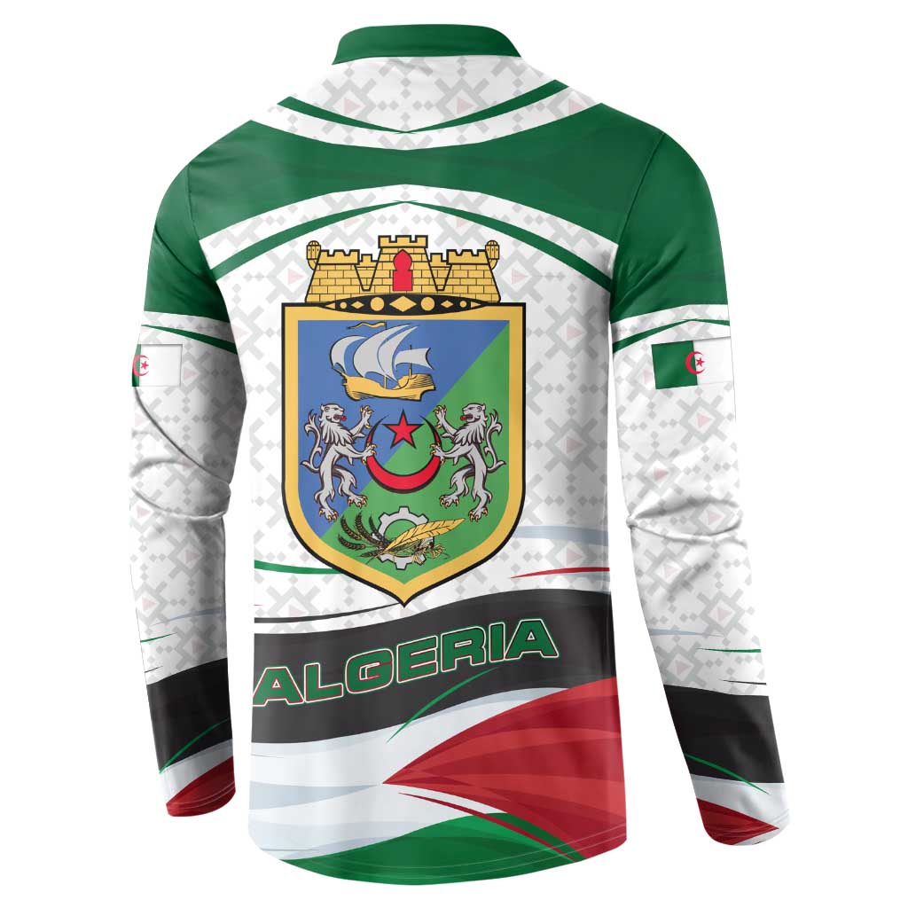 Algeria Button Sweatshirt with National Flag and Coat of Arms Crest Design