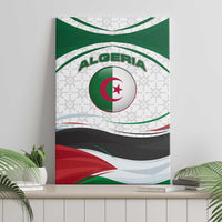Algeria Canvas Wall Art with National Flag and Coat of Arms Crest Design