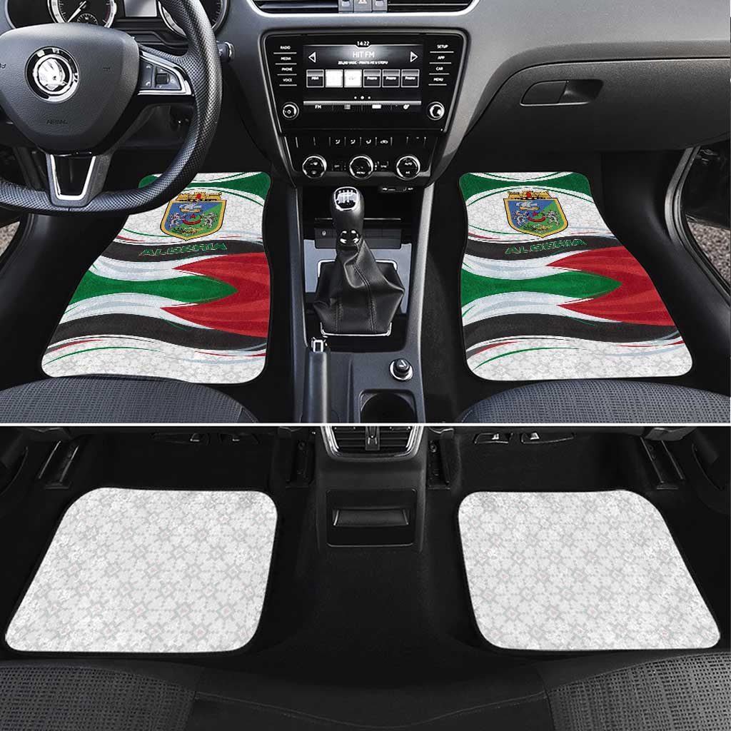 Algeria Car Mats with National Flag and Coat of Arms Crest Design