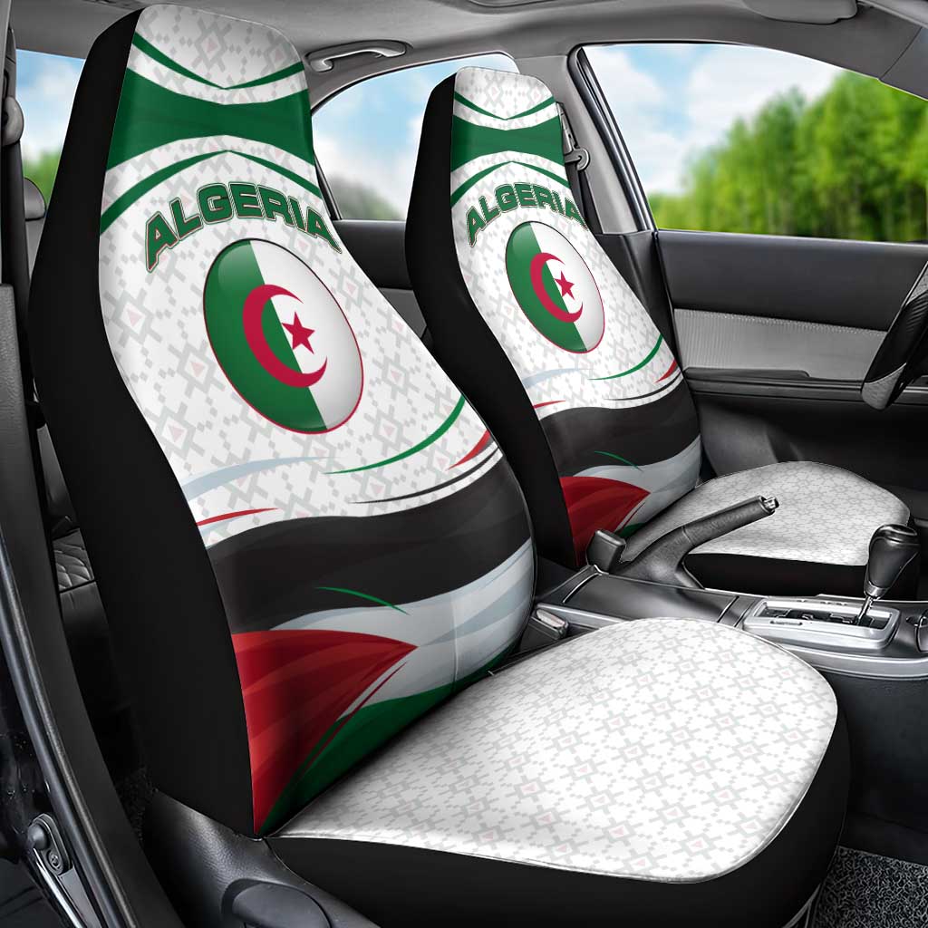Algeria Car Seat Cover with National Flag and Coat of Arms Crest Design
