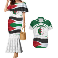 Algeria Couples Matching Mermaid Dress and Hawaiian Shirt with National Flag and Coat of Arms Crest Design