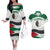 Algeria Couples Matching Off The Shoulder Long Sleeve Dress and Hawaiian Shirt with National Flag and Coat of Arms Crest Design