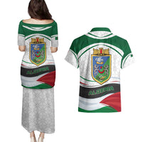 Algeria Couples Matching Puletasi and Hawaiian Shirt with National Flag and Coat of Arms Crest Design