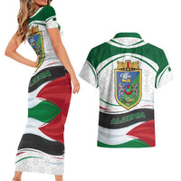 Algeria Couples Matching Short Sleeve Bodycon Dress and Hawaiian Shirt with National Flag and Coat of Arms Crest Design