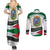 Algeria Couples Matching Summer Maxi Dress and Long Sleeve Button Shirt with National Flag and Coat of Arms Crest Design