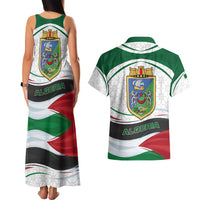 Algeria Couples Matching Tank Maxi Dress and Hawaiian Shirt with National Flag and Coat of Arms Crest Design