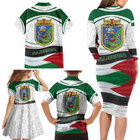 Algeria Family Matching Long Sleeve Bodycon Dress and Hawaiian Shirt with National Flag and Coat of Arms Crest Design