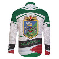 Algeria Family Matching Off The Shoulder Long Sleeve Dress and Hawaiian Shirt with National Flag and Coat of Arms Crest Design