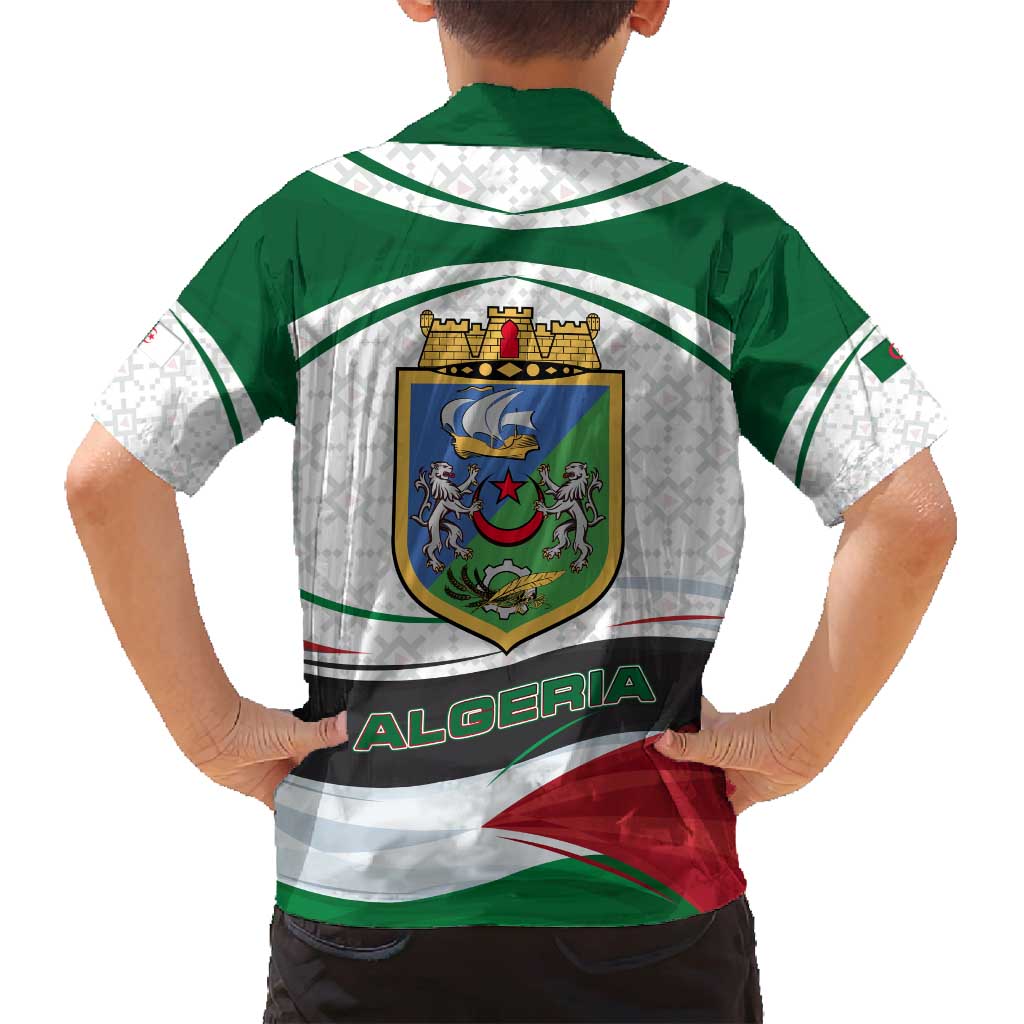 Algeria Family Matching Puletasi and Hawaiian Shirt with National Flag and Coat of Arms Crest Design
